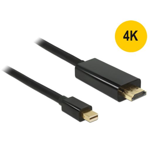 Delock Kábel mini Displayport 1.1 dugó - High Speed HDMI A dugó 4K 1 m, aranyozott, fekete (83698)