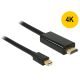 Delock Kábel mini Displayport 1.1 dugó - High Speed HDMI A dugó 4K 1 m, aranyozott, fekete (83698)