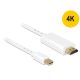 Delock Kábel mini Displayport 1.1 dugó - High Speed HDMI A dugó 4K 1 m, aranyozott, fehér