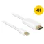 Delock Kábel mini Displayport 1.1 dugó - High Speed HDMI A dugó 4K 3 m, aranyozott, fehér (83708)