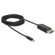 Delock USB Type-C koax kábel DisplayPort-hoz (DP Alt Mode) 4K 60 Hz 2 m