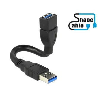   Delock kábel USB 3.0 A apa > USB 3.0 A anya ShapeCable 0,15 m (83713)
