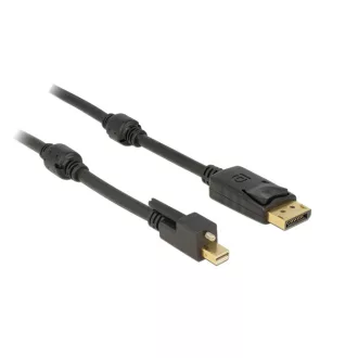   Delock Kábel mini Displayport 1.2-dugós csatlakozó csavarral > Displayport-csatlakozódugó 4K fekete (83722)