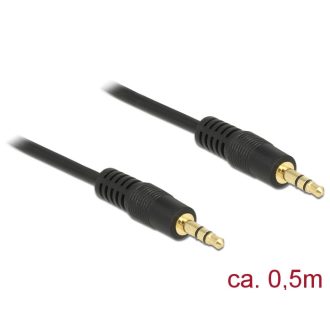   Delock Stereo Jack kábel 3.5 mm 3 pin apa > apa 0.5 m fekete (83742)