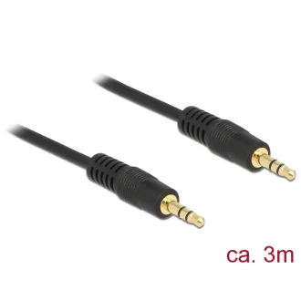   Delock Stereo Jack kábel 3.5 mm 3 pin apa > apa 3 m fekete (83748)