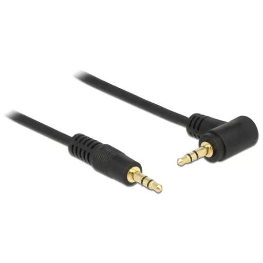 Delock sztereó jack kábel 3,5 mm-es 3 tűs apa > apa szögletes 0,5 m fekete (83752)