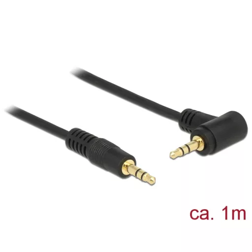 Delock Stereo Jack kábel 3.5 mm 3 pin apa > apa 1 m 90  fekete (83754)