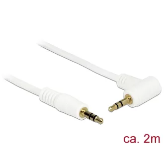   Delock Stereo Jack kábel 3.5 mm 3 pin apa > apa 2 m 90  fehér (83757)