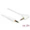 Delock Stereo Jack kábel 3.5 mm 3 pin apa > apa 2 m 90  fehér (83757)