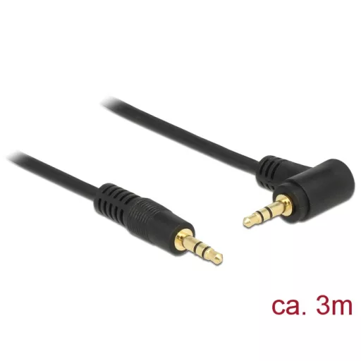 Delock Stereo Jack kábel 3.5 mm 3 pin apa > apa 3 m 90  fekete (83758)
