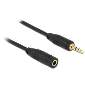   Delock hosszabbító kábel sztereó 3.5 mm jack 3 érintkezős apa > anya 0.5 méteres fekete (83762)