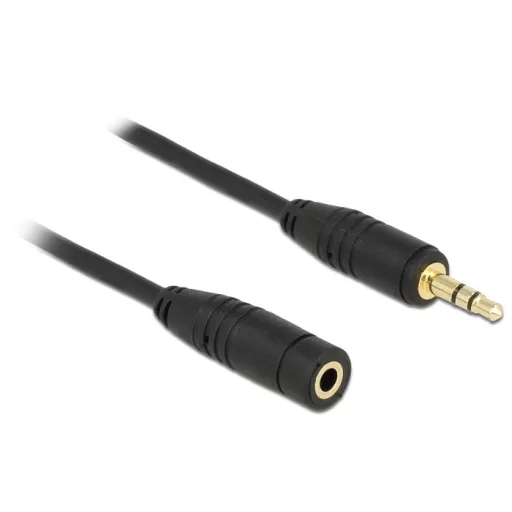 Delock hosszabbító kábel sztereó 3.5 mm jack 3 érintkezős apa > anya 0.5 méteres fekete (83762)