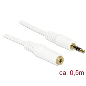   Delock Stereo Jack hosszabbító kábel 3.5 mm 3 pin apa > anya 0.5 m fehét (83763)