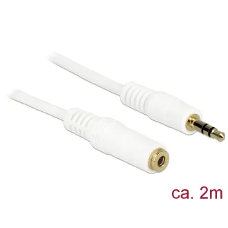   Delock Stereo Jack hosszabbító kábel 3.5 mm 3 pin apa > anya 2 m fehér (83767)