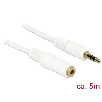   Delock Stereo Jack hosszabbító kábel 3.5 mm 3 pin apa > anya 5 m fehér (83771)