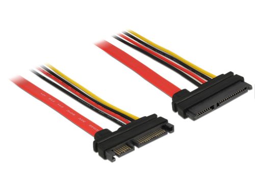 Delock Bovítokábel, SATA, 6 Gb/s, 22 tus csatlakozó > SATA 22 tus aljzat (5 V + 12 V), 10 cm (83802)
