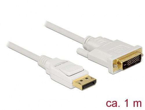 Delock Kábel Displayport 1.2 dugó > DVI 24+1 dugó passzív 1 m fehér