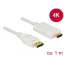 Delock Kábel Displayport 1.2 dugó > High Speed HDMI-A dugó passzív 4K 1 m fehér (83817)