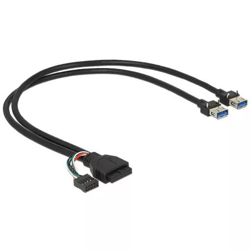 Delock USB 3.0 kábel tűfejes anya + USB 2.0 tűfejes anya > 2 x USB 3.0 A anya 45 cm (83829)
