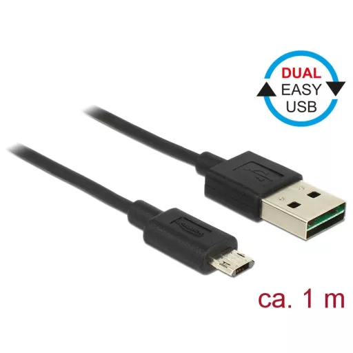 Delock Kábel, EASY-USB 2.0-s A-típusú csatlakozódugó > EASY-USB 2.0-s Micro-B típusú csatlakozódugó, (83844)
