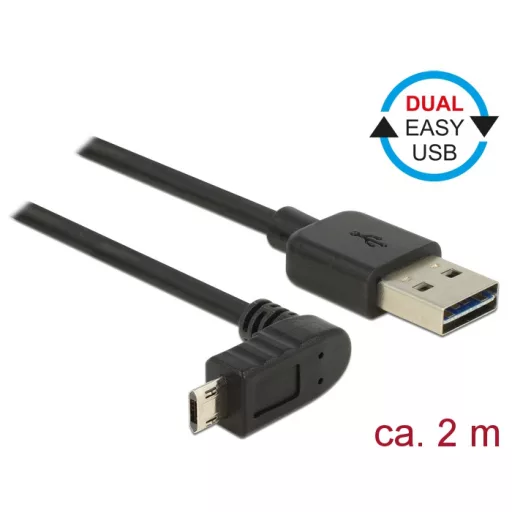 Delock Kábel, EASY-USB 2.0-s A-típusú csatlakozódugó > EASY-USB 2.0-s Micro-B típusú csatlakozódugó, (83856)