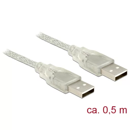 Delock USB 2.0-s kábel A-típusú csatlakozódugóval > USB 2.0-s, A-típusú csatlakozódugóval, 0,5 m, át (83886)