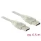 Delock USB 2.0-s kábel A-típusú csatlakozódugóval > USB 2.0-s, A-típusú csatlakozódugóval, 0,5 m, át (83886)