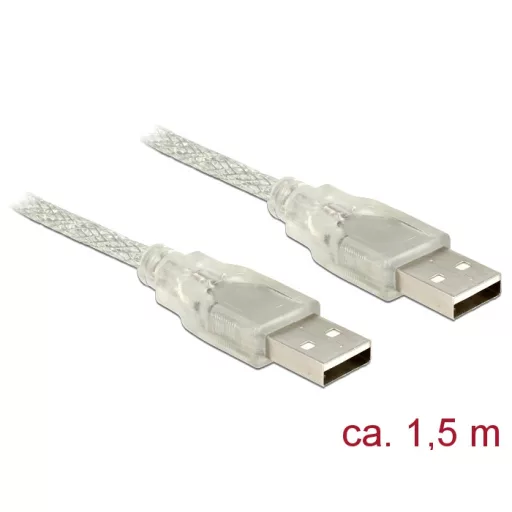 Delock USB 2.0-s kábel A-típusú csatlakozódugóval > USB 2.0-s, A-típusú csatlakozódugóval, 1,5 m, át (83888)