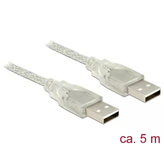   Delock USB 2.0-s kábel A-típusú csatlakozódugóval > USB 2.0-s, A-típusú csatlakozódugóval, 5 m, átte (83891)