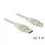 Delock USB 2.0-s kábel A-típusú csatlakozódugóval > USB 2.0-s, B-típusú csatlakozódugóval, 3 m, átte (83895)