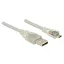 Delock USB 2.0-s kábel A-típusú csatlakozódugóval > USB 2.0 Micro-B csatlakozódugóval 1 m, áttetsző (83898)