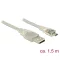 Delock USB 2.0-s kábel A-típusú csatlakozódugóval > USB 2.0 Micro-B csatlakozódugóval, 1,5 m, áttets (83899)
