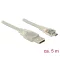 Delock USB 2.0-s kábel A-típusú csatlakozódugóval > USB 2.0 Micro-B csatlakozódugóval, 5 m, áttetsző (83903)