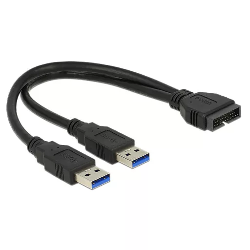 Delock kábel USB 3.0 tűs fejléc apa > 2 x USB 3.0 Type-A apa 25 cm (83910)