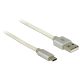 Delock adat és töltő kábel USB 2.0 A típus apa> USB 2.0 Micro-B textil árnyékolással, fehér (83916)