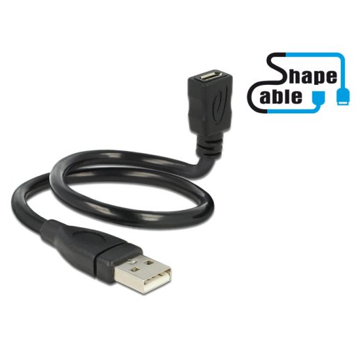 Delock kábel USB 2.0 Type-A apa > USB 2.0 Micro-B anya ShapeCable 0,35 m (83921)
