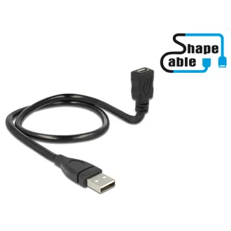   Delock kábel USB 2.0 Type-A apa > USB 2.0 Micro-B anya ShapeCable 0,50 m (83922)