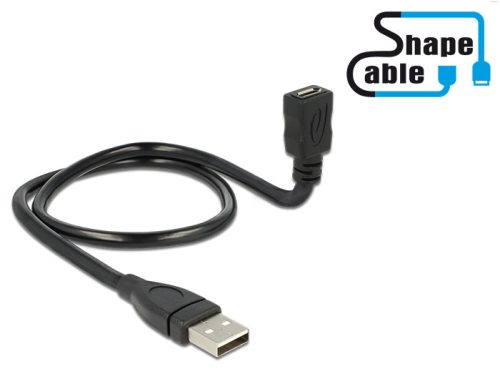 Delock kábel USB 2.0 Type-A apa > USB 2.0 Micro-B anya ShapeCable 0,50 m