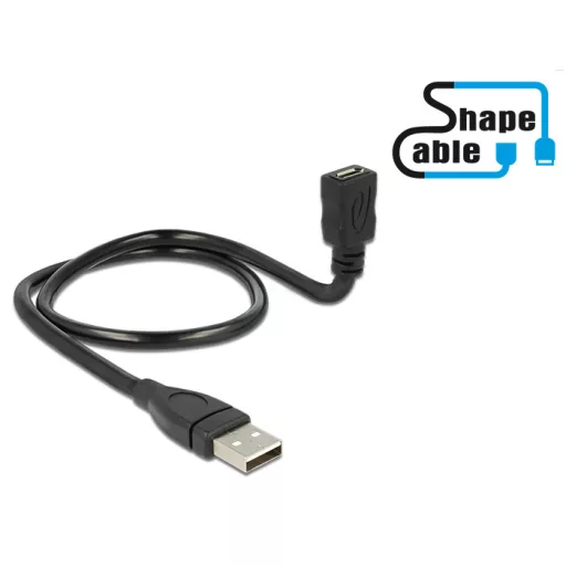Delock kábel USB 2.0 Type-A apa > USB 2.0 Micro-B anya ShapeCable 0,50 m (83922)