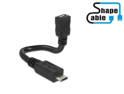 Delock kábel USB 2.0 Micro-B apa > USB 2.0 Micro-B anya OTG ShapeCable 0,15 m