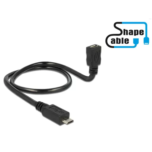 Delock kábel USB 2.0 Micro-B apa > USB 2.0 Micro-B anya OTG ShapeCable 0,50 m (83925)