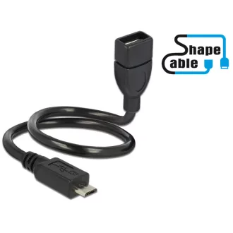  Delock kábel USB 2.0 Micro-B apa> USB 2.0 Type-A anya OTG ShapeCable 0.35 m (83927)