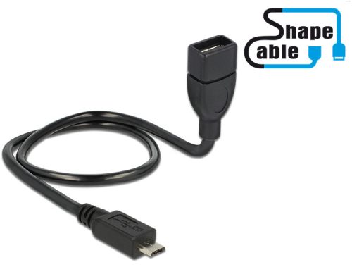 Delock kábel USB 2.0 Micro-B apa > USB 2.0 Type-A anya OTG ShapeCable 0,50 m