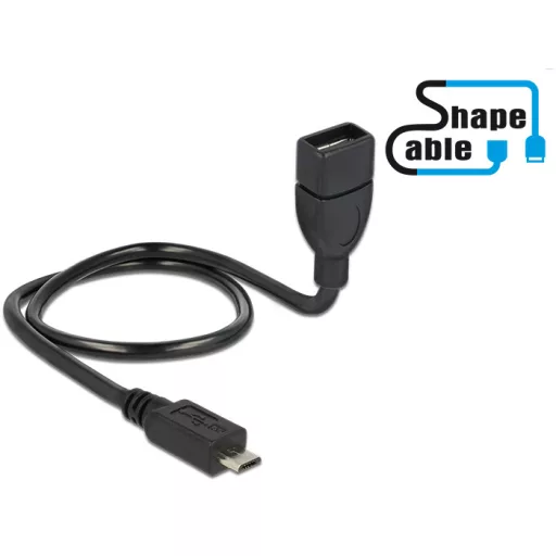 Delock kábel USB 2.0 Micro-B apa > USB 2.0 Type-A anya OTG ShapeCable 0,50 m (83928)