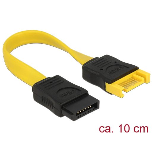 Delock SATA 6 Gb/s-s bővítőkábel csatlakozódugóval > SATA-s, csatlakozóhüvellyel, 10 cm, sárga (83948)