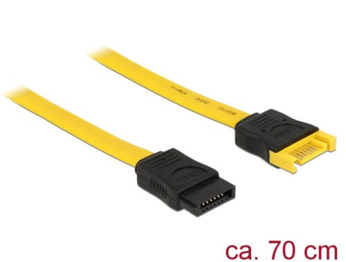 Delock SATA 6 Gb/s-s bővítőkábel csatlakozódugóval > SATA-s, csatlakozóhüvellyel, 70 cm, sárga