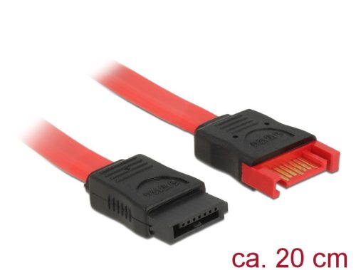 Delock SATA 6 Gb/s-s bővítőkábel csatlakozódugóval > SATA-s, csatlakozóhüvellyel, 20 cm, piros