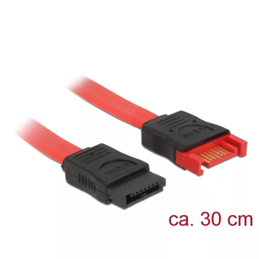 Delock SATA 6 Gb/s-s bővítőkábel csatlakozódugóval > SATA-s, csatlakozóhüvellyel, 30 cm, piros (83953)