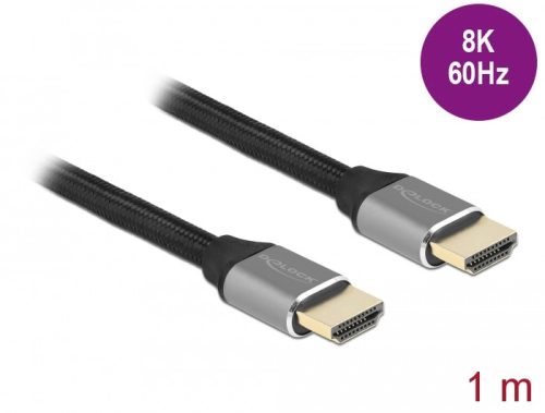 Delock Ultra nagy sebességű HDMI kábel 48 Gbps 8K 60 Hz szürke 1 m tanúsítvánnyal (83995)