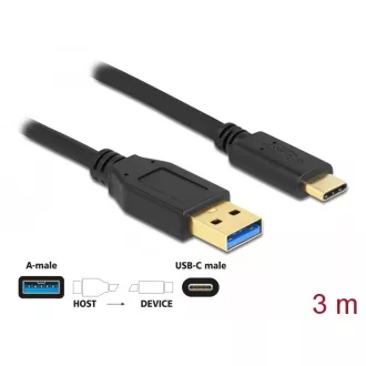   Delock SuperSpeed USB (USB 3.2 Gen 1) kábel A-típusú - USB Type-C  csatlakozó végekkel 3 m (84006)